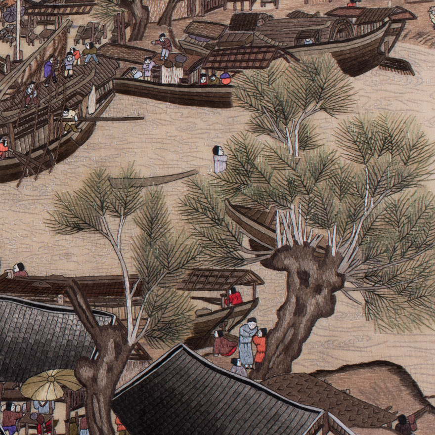 纯手工真丝 精品苏绣挂画《清明上河图》刺绣