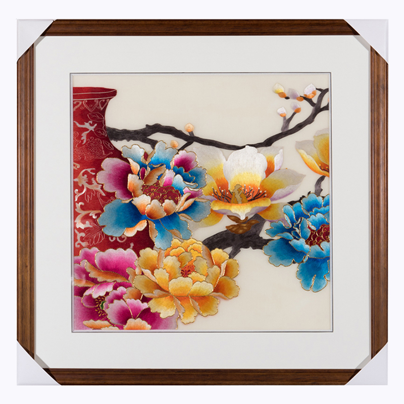 寻艺集 纯手工真丝 精品苏绣挂画《玉堂富贵》