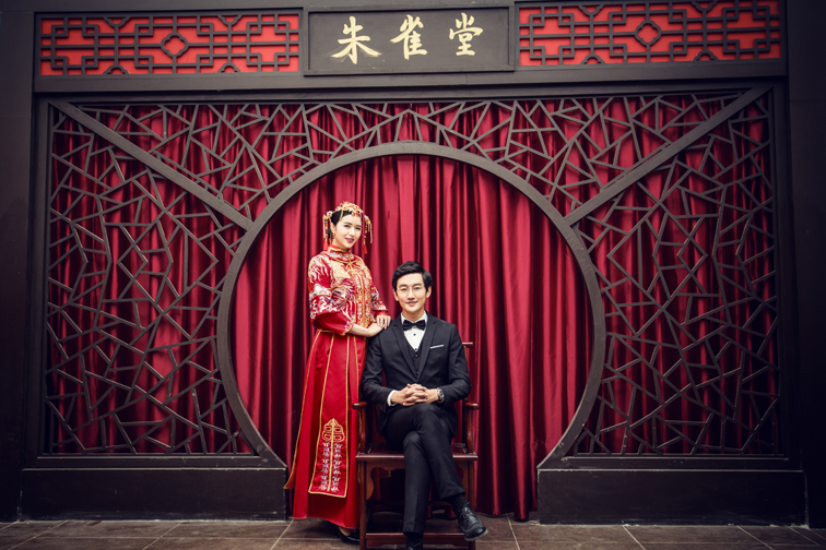 新款影楼中国风古典复古全家福古装主题背景布中式婚纱摄影背景纸