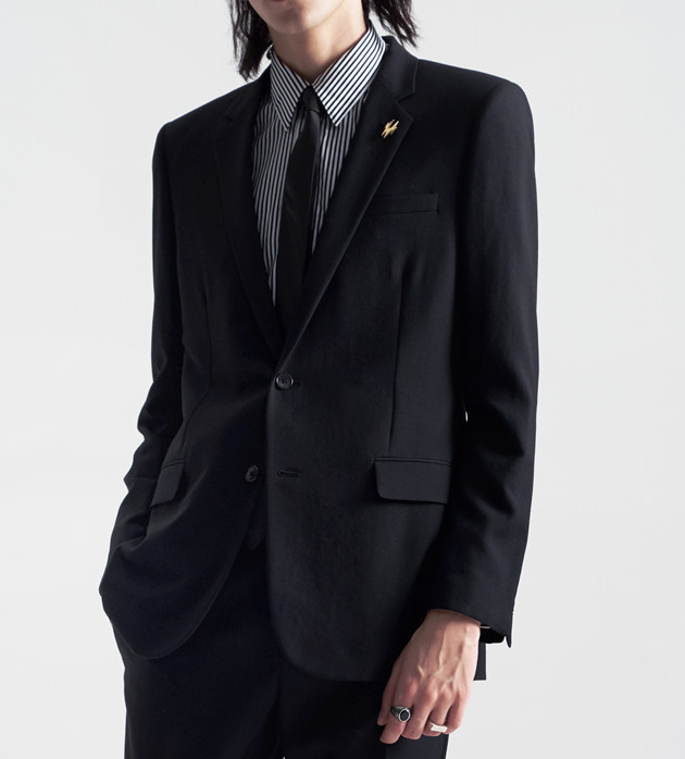 amipos 秋冬 修身黑色吸烟装正装男西装商务上装 轻奢 slp 风格