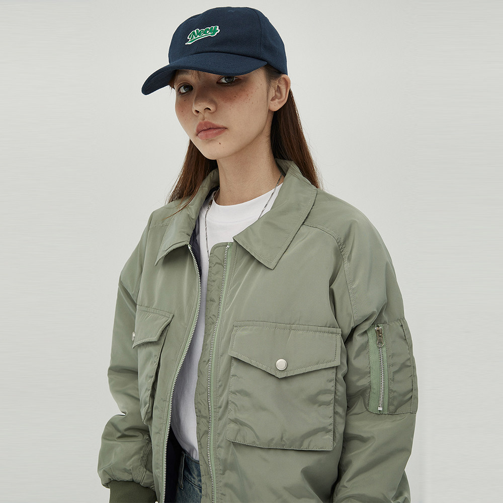 necy秋冬复古浅绿色ma1空军飞行员夹克女多口袋休闲潮流宽松外套