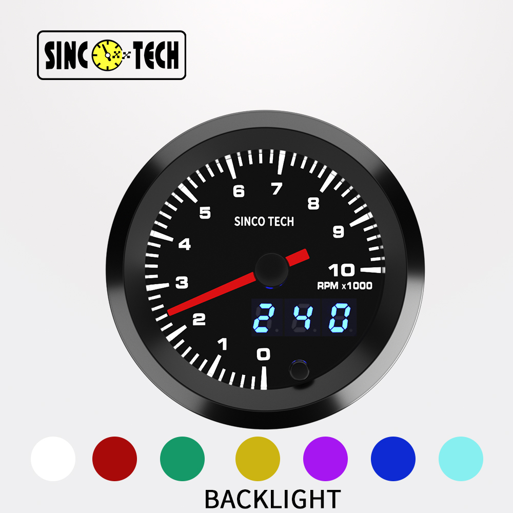 SINCOTECH 高速步进电机2吋7彩LED数码赛车转速表黑色52mm DO6360