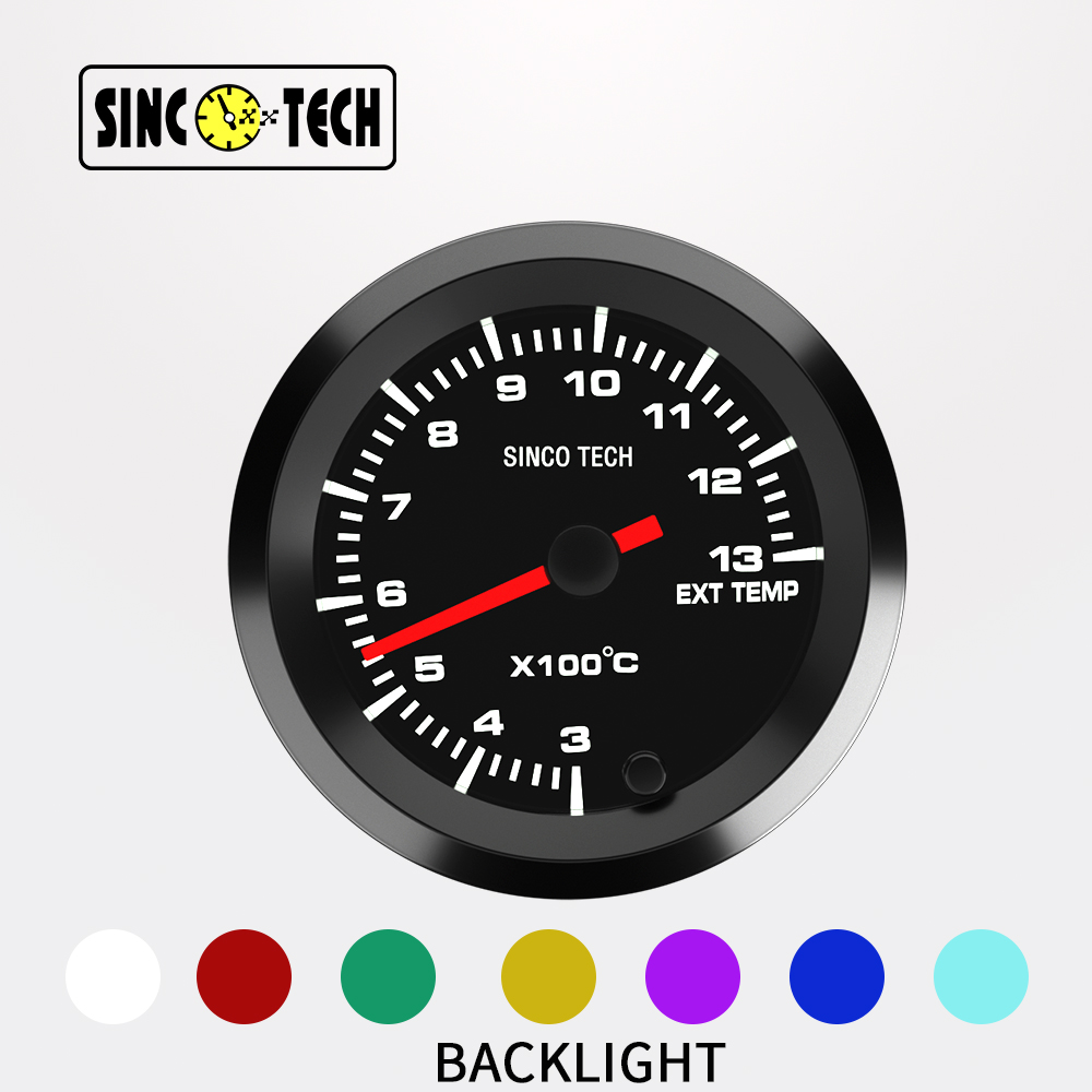 SINCOTECH 高速步进电机2吋7彩可调赛车排温表黑色52mm DO6379