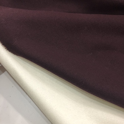 意大利进口纯色单面绉纱羊毛,米色深咖色1米130