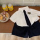 儿童学院风夏季JK制服短裤两件套男童短袖衬衫套装毕业照表演礼服