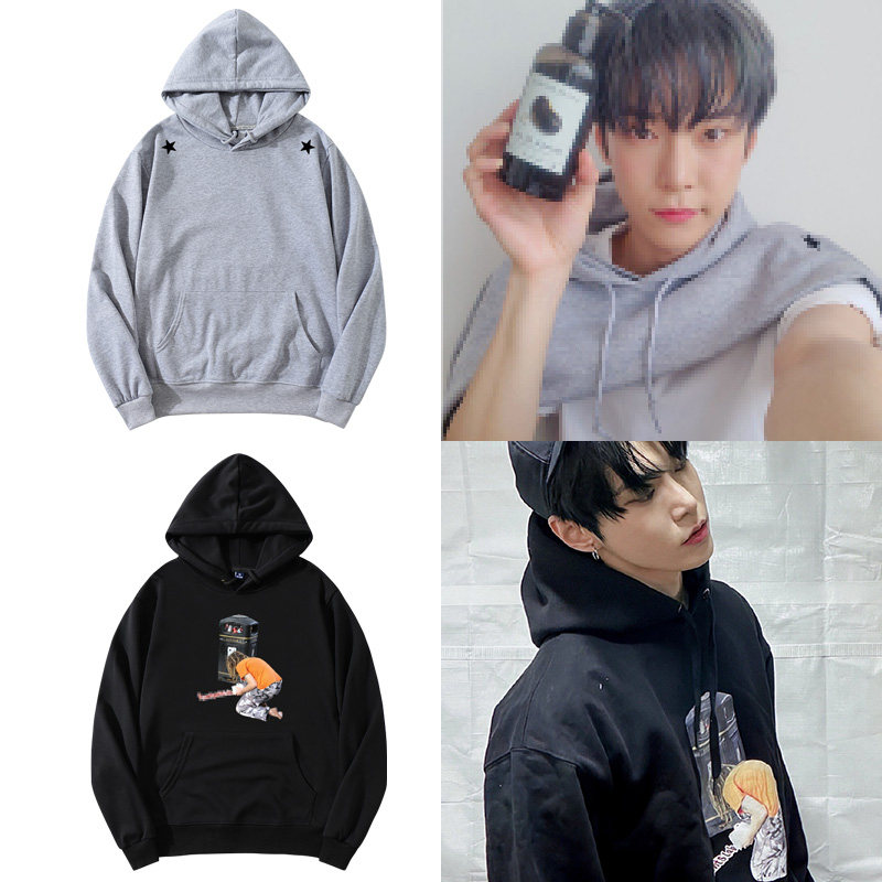 nct127金道英衣服同款卫衣套头连帽衫秋冬加绒薄款印花上衣