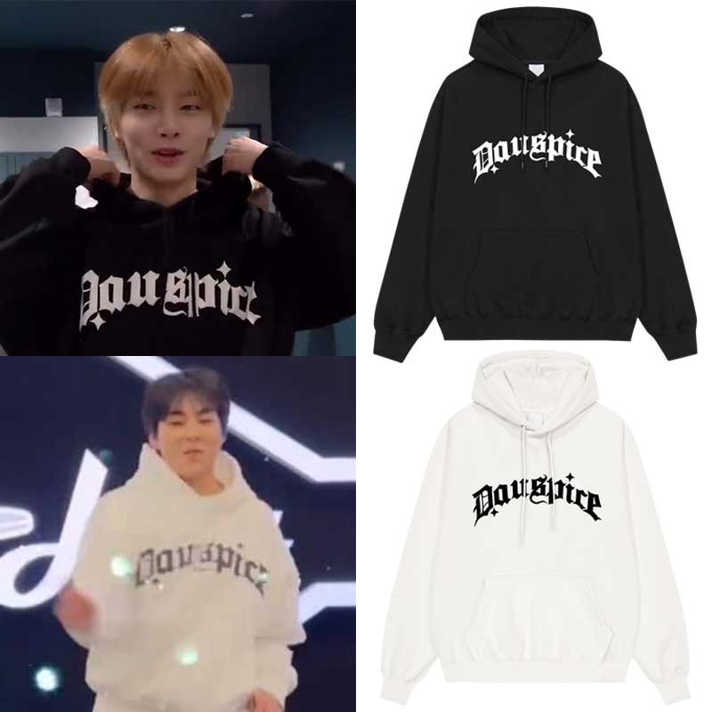 Straykids梁精寅金秀锡秀珉同款衣服印花加绒薄款套头连帽衫卫衣