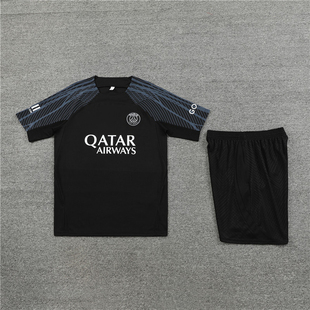 巴黎巴萨夏季短袖足球训练服套装定制儿童足球服休闲热身运动t恤