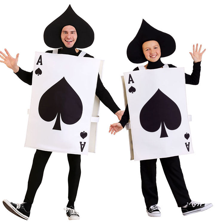 爱丽丝梦游仙境士兵服扑克黑桃a服cos万圣节服黑白亲子扑克服装