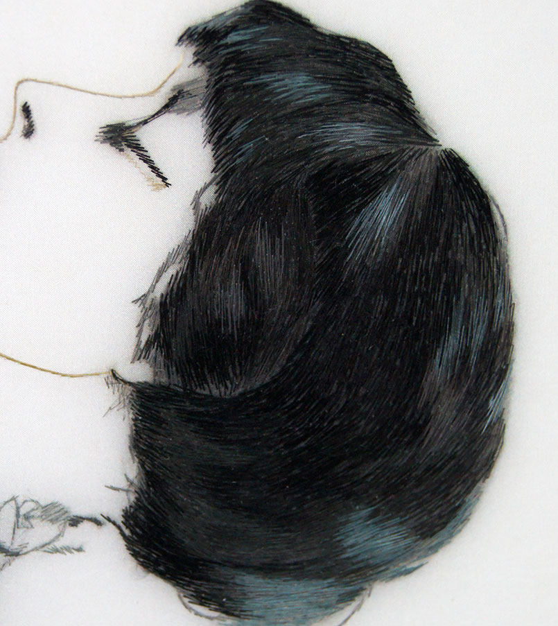 苏绣单面绣 《素描人物》刺绣