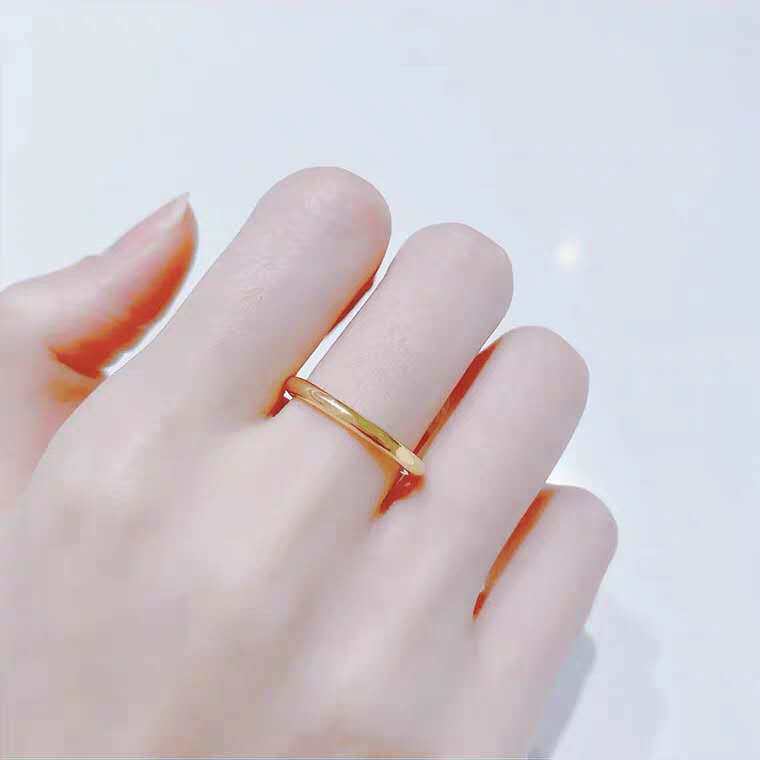 钛钢镀18k k金素圈戒指 - 卡卡小定制