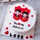 烘焙蛋糕装饰订婚结婚情侣纪念日红双喜永结同心人偶生日插牌插件