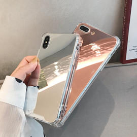 补妆神器iPhoneX镜子手机壳6苹果7plus网红同款镜面防摔软壳8P女款iphone6splus保护套简约苹果XsMAX手机壳