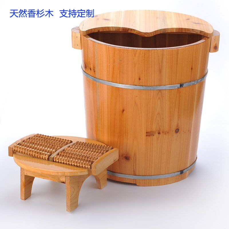 藏奥堂40cm加高 泡脚木桶足浴盆足浴桶 脚盆木盆杉木桶_7折现价110.