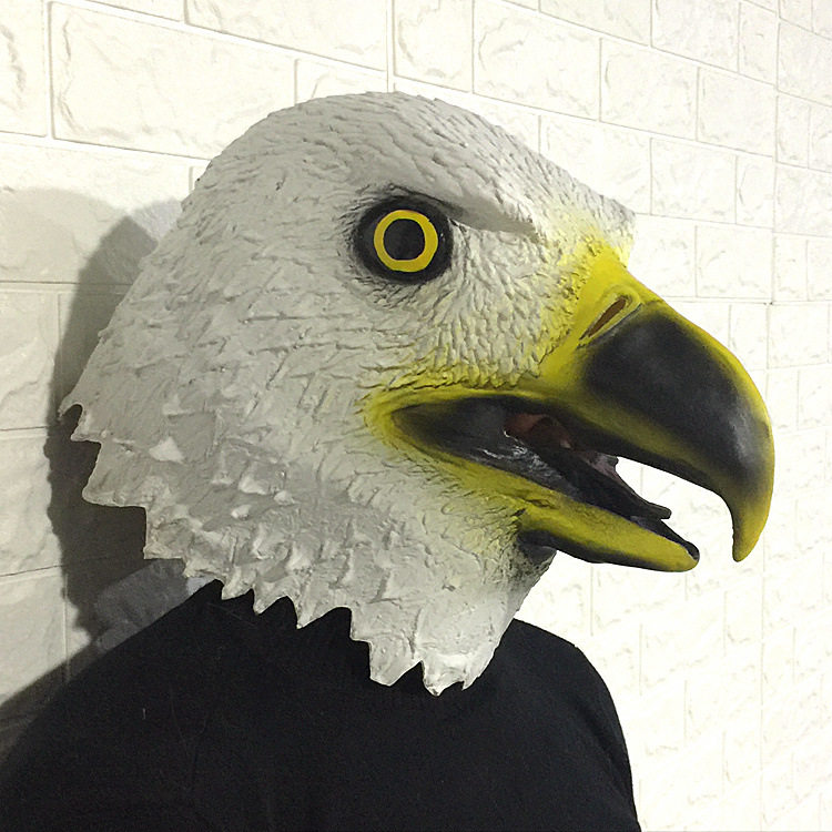 热销乳胶半脸面具_老鹰面具可爱动物头套 卡通动漫乳胶鸟头饰 化妆