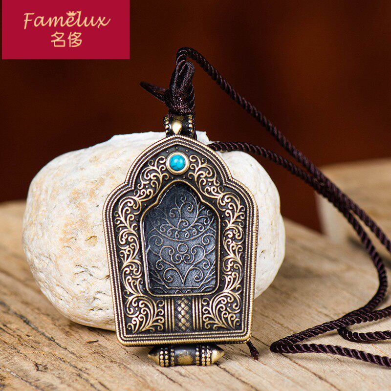 嘎乌盒吊坠女藏族饰品藏式透明装舍利佛像小唐卡盒子佛牌ch0523