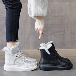 雪地靴女皮毛一体加绒加厚2020年新款厚底冬潮爆款洋气棉鞋子网红