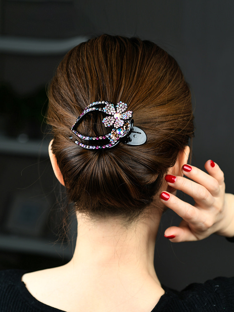 盘发发夹女妈妈款鸭嘴夹大号发抓丸子头后脑勺夹子头饰发卡钻夏季