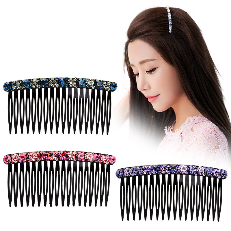 插梳发饰韩国梳子侧边发夹刘海梳防滑碎发梳卡带水钻发卡头饰发梳