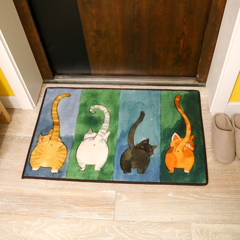 卡通猫咪地垫浴室防滑垫地毯门垫进门卧室卫生间家用门口吸水脚垫
