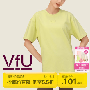 VfU瑜伽服女运动休闲短袖跑步健身T恤纯棉训练服宽松衣服罩衫上衣