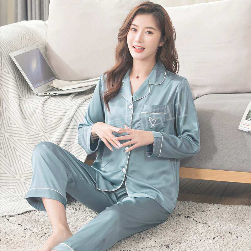 新款 秋季睡衣女2020年外穿 冰丝长袖全棉甜美性感起居服休闲家居