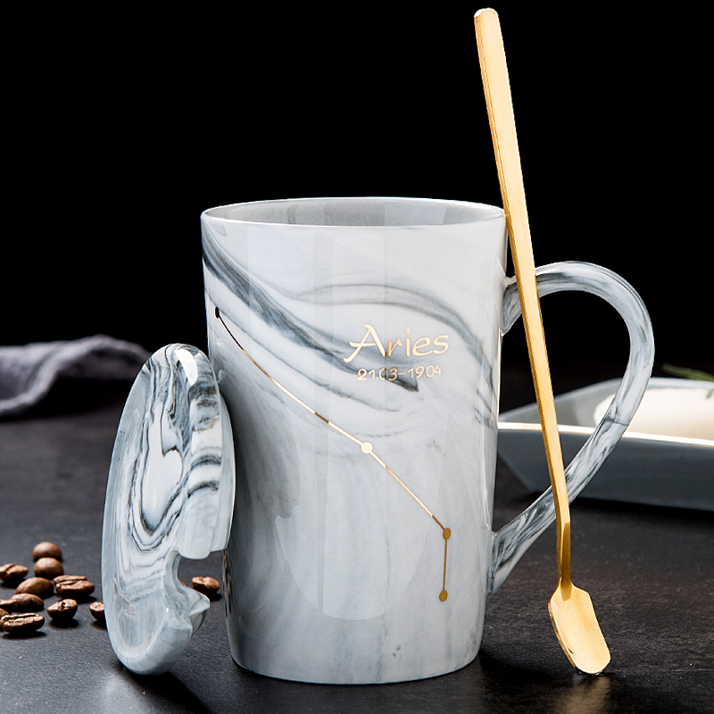 ins Nordic Ceramic cup personality originality Marbling Zodiac Mug coffee Water cup With coverin the Tableware , Cup/Cups/Kettle , Mug category - from Buy2taobao.com to provide professional Taobao agent buy service