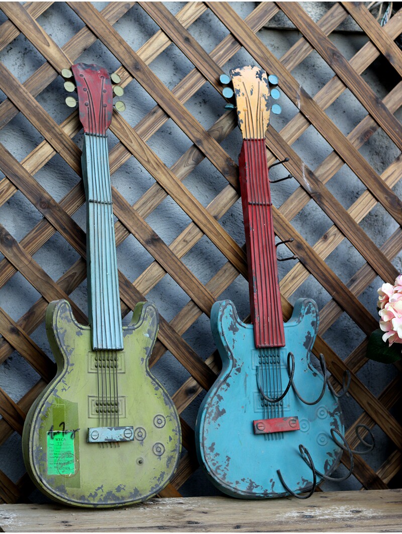 吉他壁饰_吉它壁饰东南亚复古做旧酒吧特色服装店背景墙橱窗装饰画