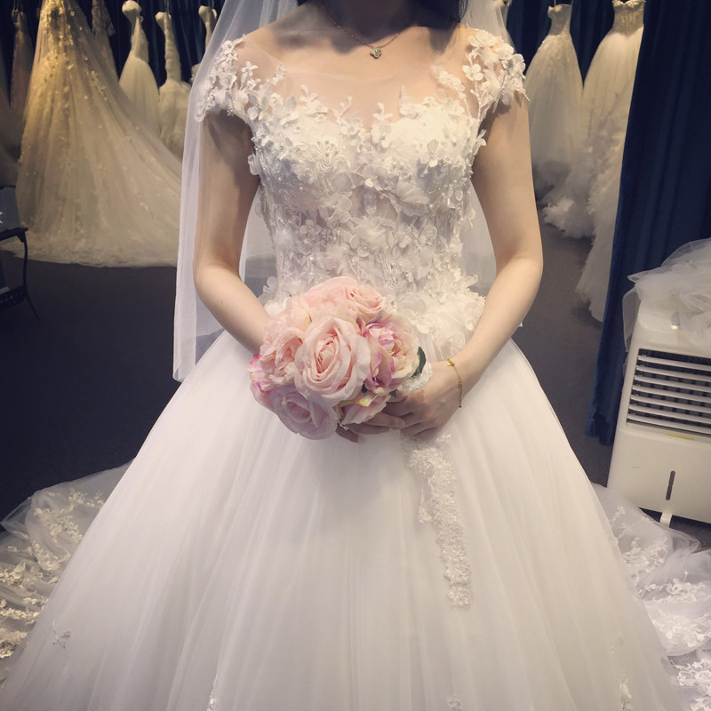 婚纱礼服2019新款拖尾森系一字肩大码显瘦中袖160斤胖mm 加肥加大|msdalam kategori Butik wanita / wanita, perkahwinan/Cheongsam/pakaian, perkahwinan - dari Buy2taobao.com untuk memberikan perkhidmatan ejen Taobao profesional membeli