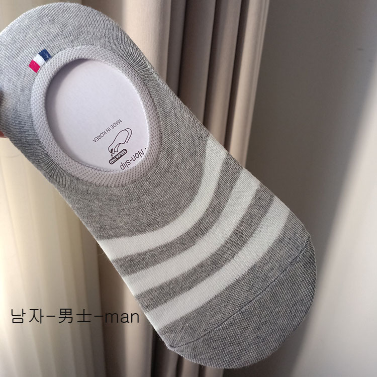 正宗韩国产男士袜子 东大门短款隐形船袜 常规款棉袜子均码条纹