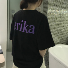 实拍 现货 韩国2018夏季新款个性后背印花字母T恤上衣