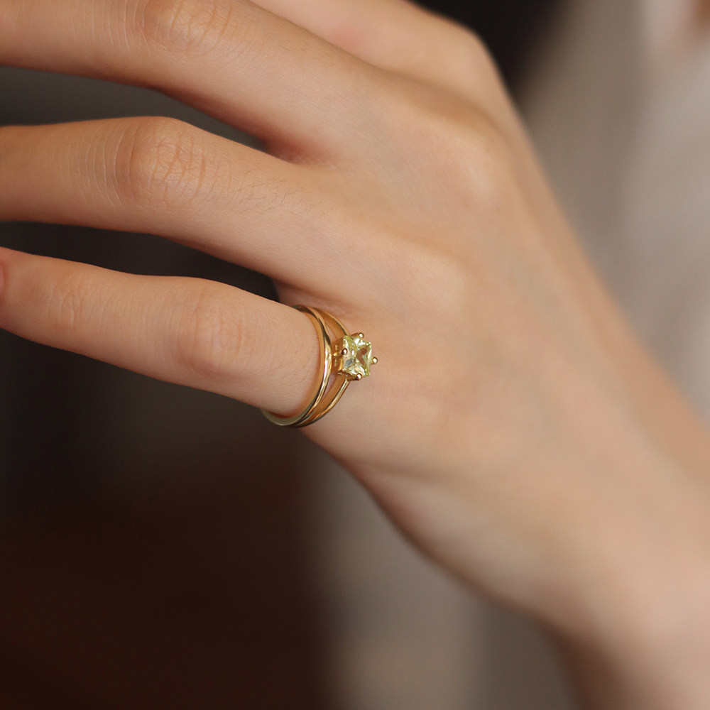 (今日9.5折)meuri戒指耳夹两用设计正方形锆石镶嵌尾戒女开口可以调节