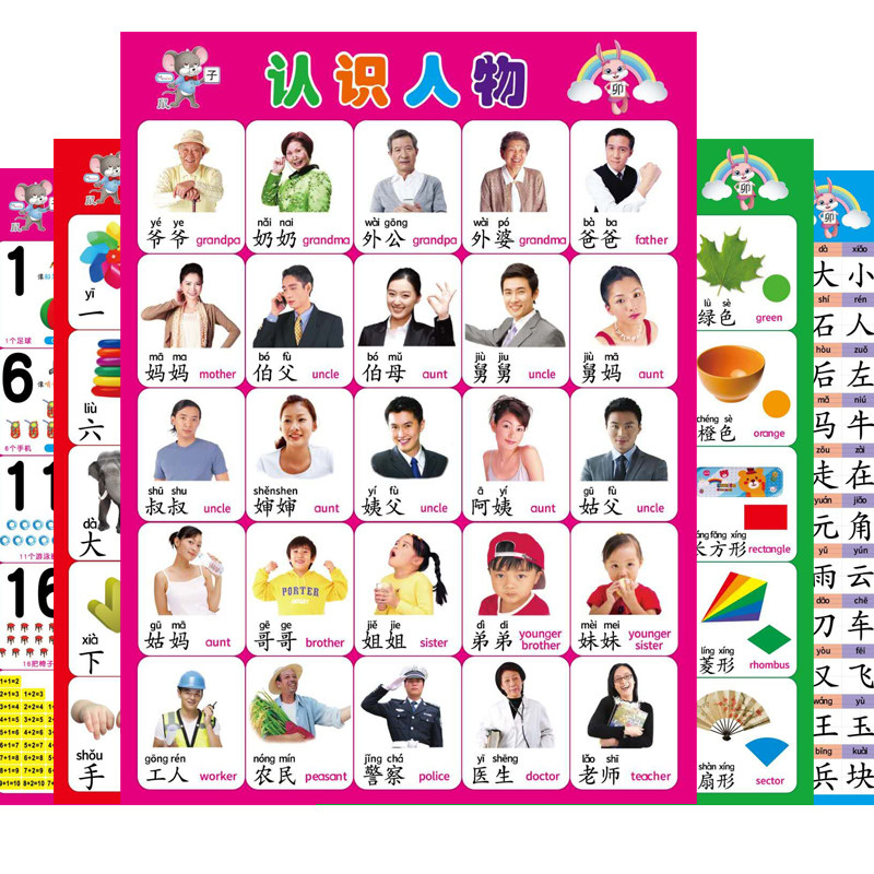 双面有声音挂图婴幼儿童宝宝学说话认字数字拼音三字经弟子规发音