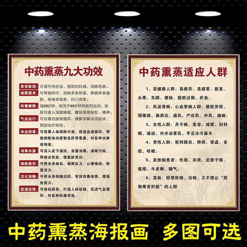 中医中药熏蒸功效海报图片宣传画汗蒸排毒理疗好处注意事项挂图