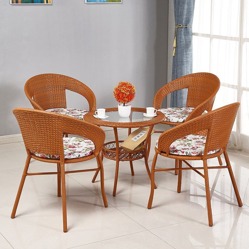 畅销新品小藤椅三件套竹编阳台桌椅家具户外休闲座椅靠背发货及时