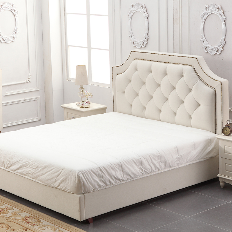 现代简约白色欧式布艺床1.5 1.8米 轻奢储物软包可定制主卧室双人