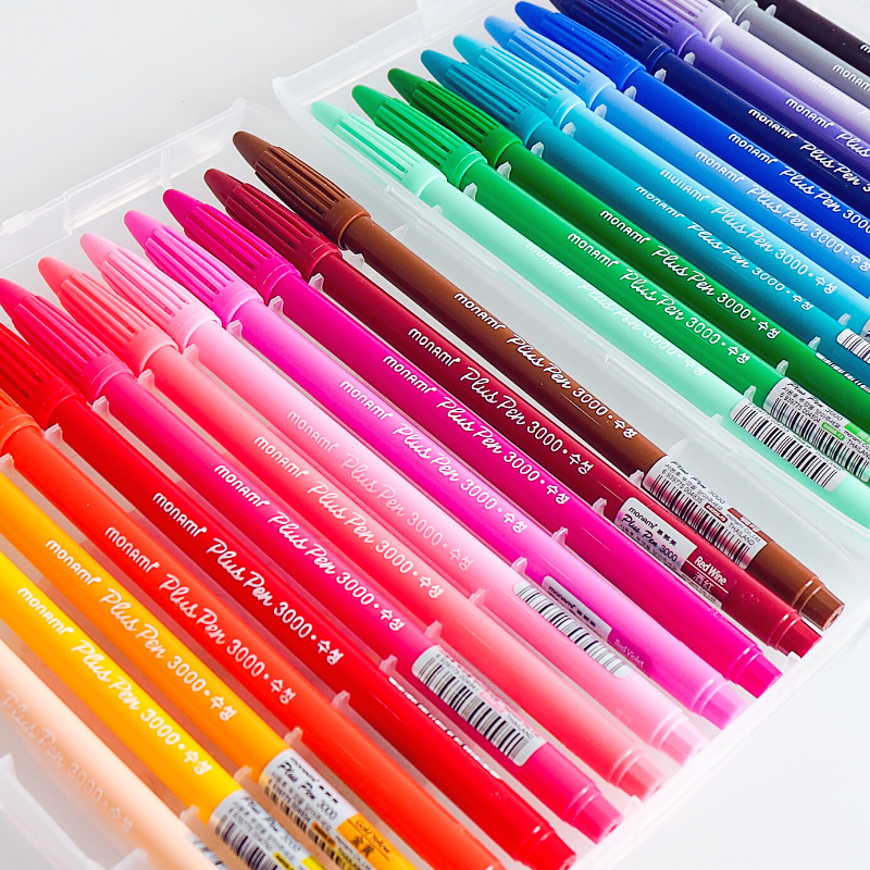 韩国文具 monami/慕那美3000彩色勾线笔水性中性笔手帐纤维笔36色