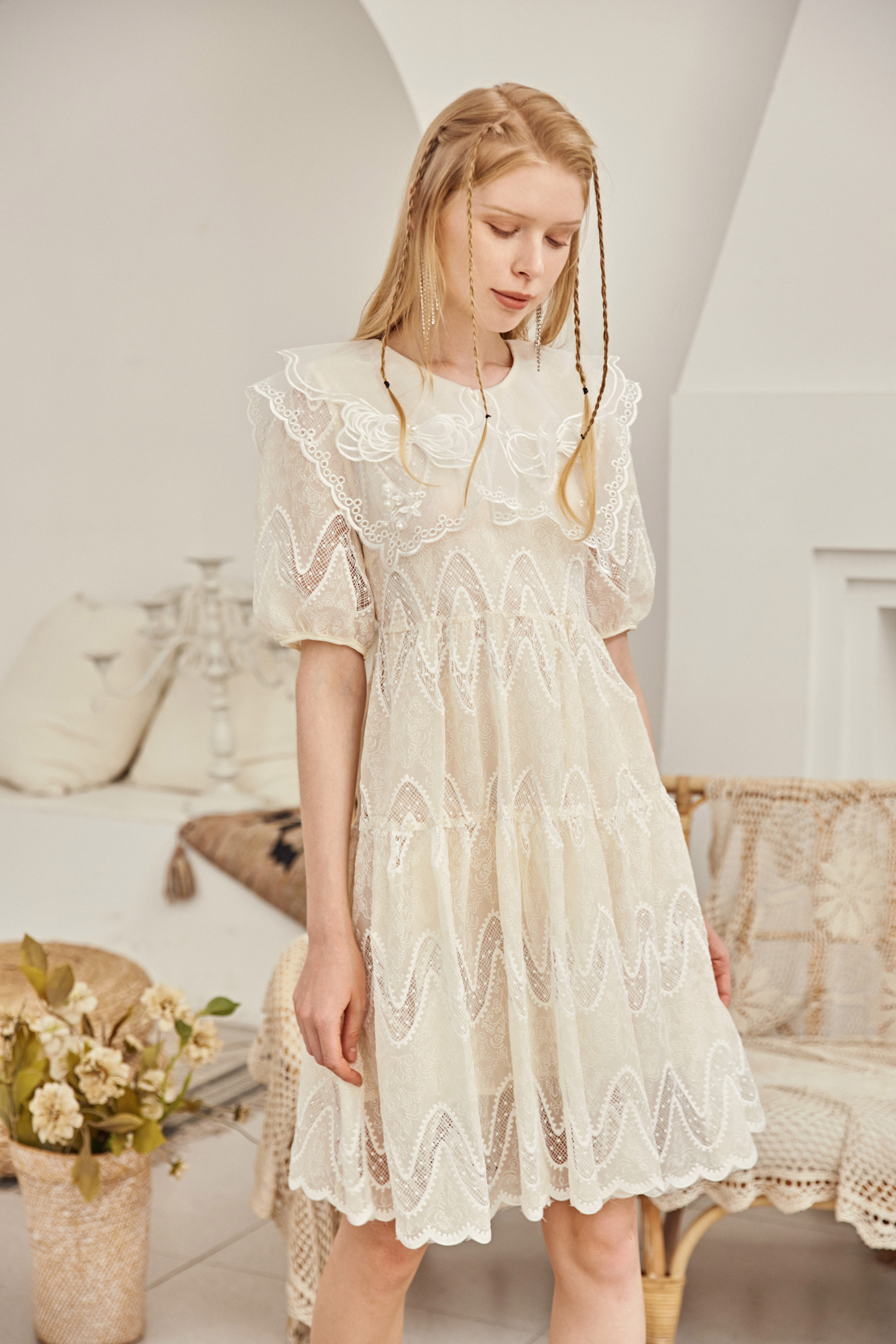 blingblingquinn黛阑珀白连衣裙bab12m69422