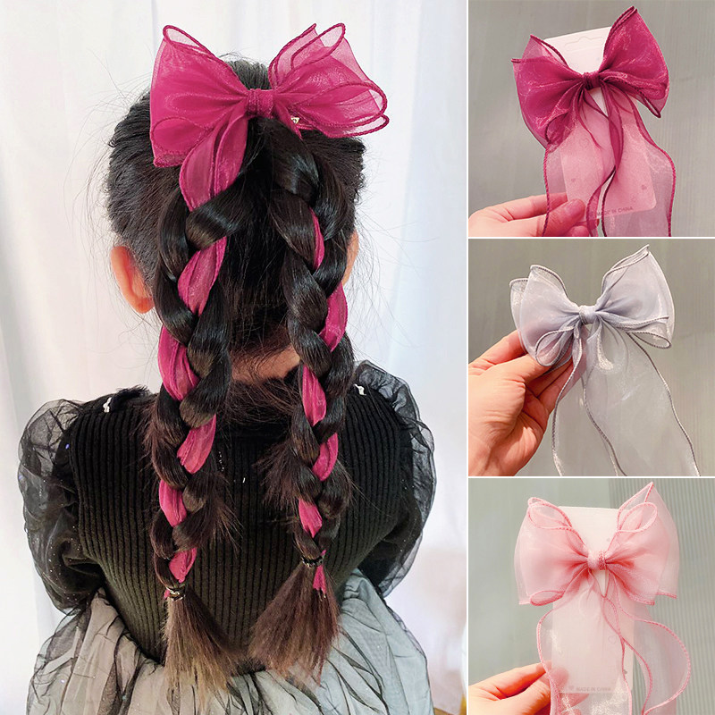 蝴蝶结发夹儿童公主可爱韩国女童发卡蕾丝超仙发饰小女孩夹子头饰