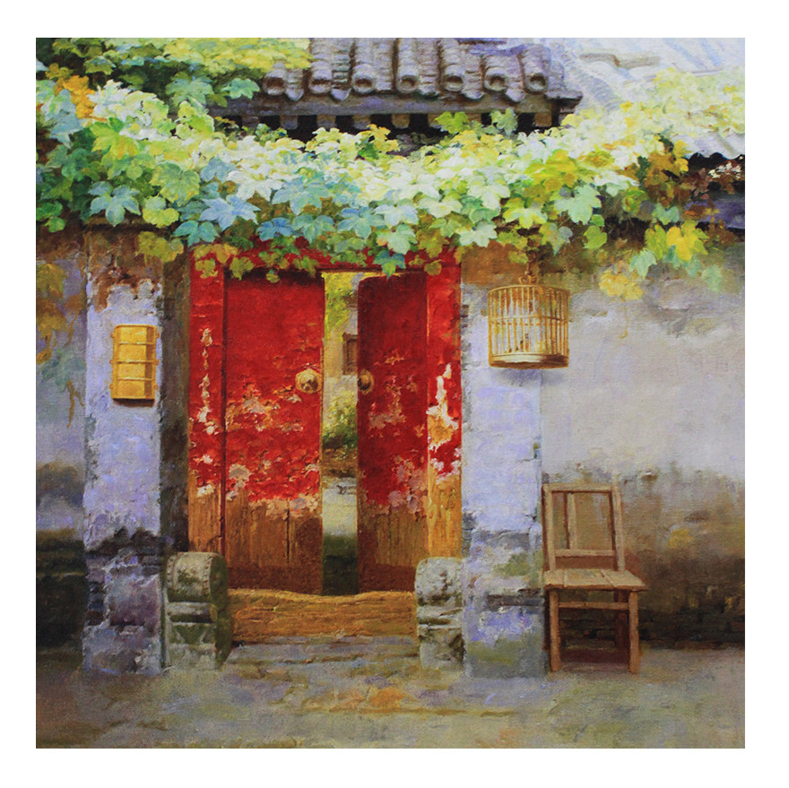 杨华祥《老宅门》写实油画 美协会员