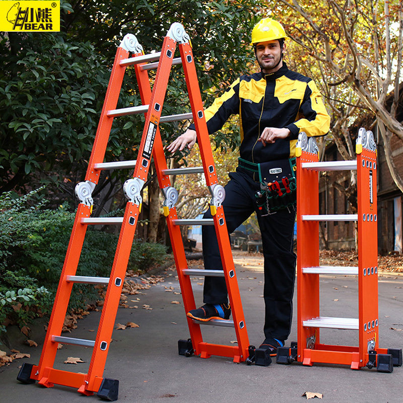 多功能折叠梯铝合金人字梯工程加厚便携家用室内伸缩阁楼升降梯子