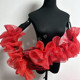 新款个性时尚手套欧根纱花朵酒红色超仙走秀时装新娘造型手套泡袖