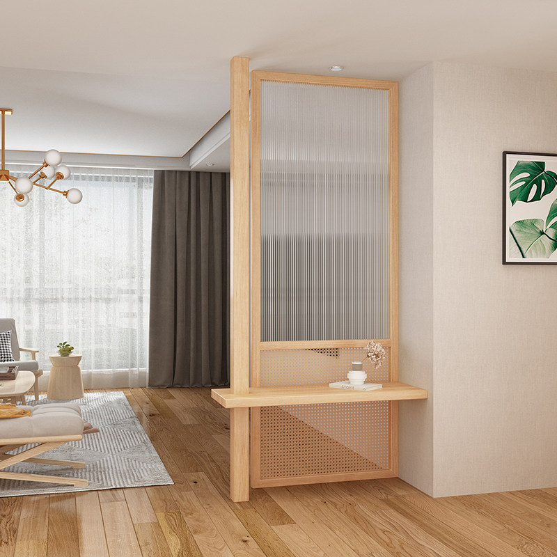 格栅屏风实木新中式装饰小户型北欧日式简约原木客厅入户玄关隔断