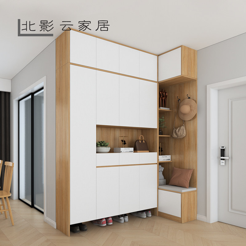 转角玄关柜鞋柜一体到顶定制家用小户型客厅入户门l型储物隔断柜