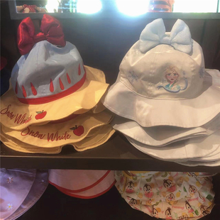 上海迪士尼乐园国内代购儿童白雪公主渔夫帽子艾莎卡通夏日帽