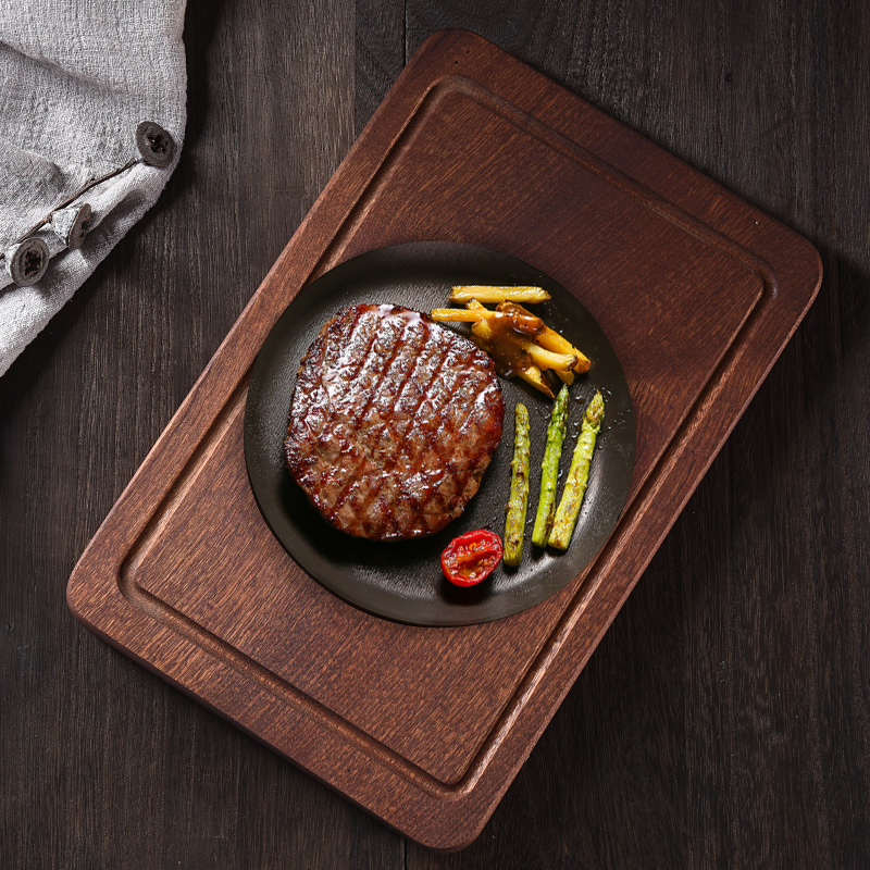 沙比利牛排盘西餐盘木质牛扒板面包寿司木盘家用乌檀木披萨板托盘