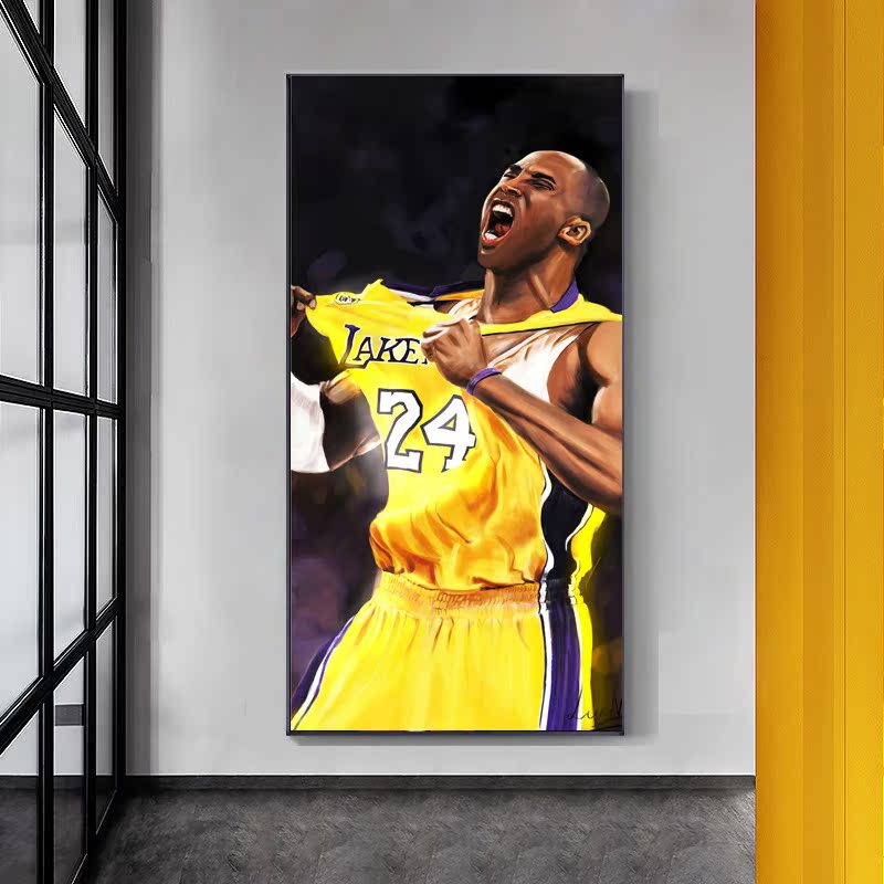 nba乔丹客厅装饰画蓝球体育明星科比玄关挂画男孩现代