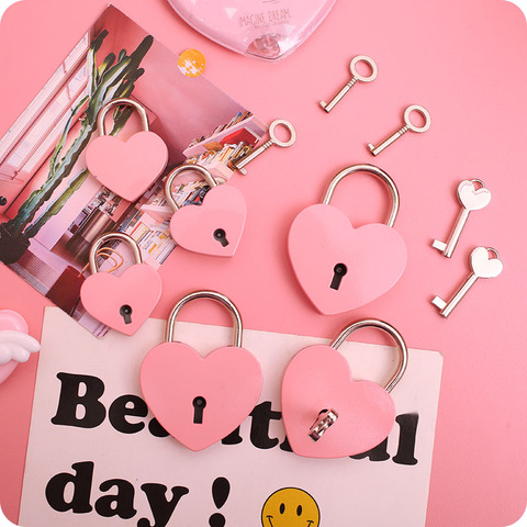 日系粉色爱情锁少女情侣同心锁心形锁爱心抽屉锁小挂锁创意礼物女