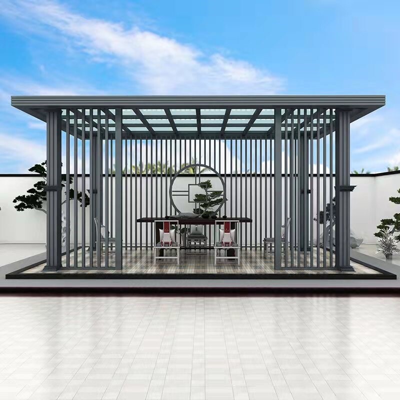 铝合金凉亭天台遮阳棚防雨棚观赏仿木纹防腐木别墅公园阳光户外