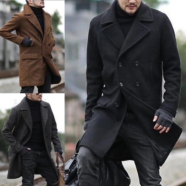 Clothes Men's Trench coat Jacket Loose Male Slim Pockets